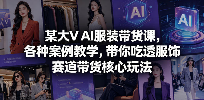 某大V AI服装带货课，各种案例教学，带你吃透服饰赛道带货核心玩法-聊项目