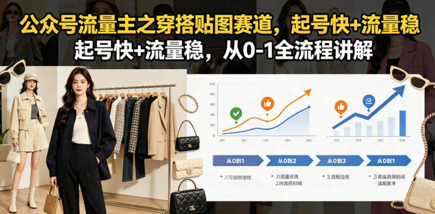 公众号流量主之穿搭贴图赛道，起号快+流量稳，从0-1全流程讲解-聊项目