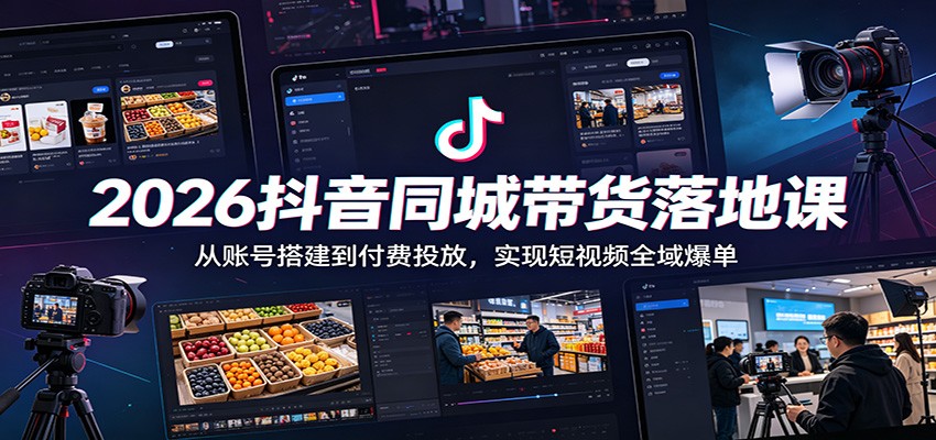 2026抖音同城带货落地课：从账号搭建到付费投放，实现短视频全域爆单-聊项目