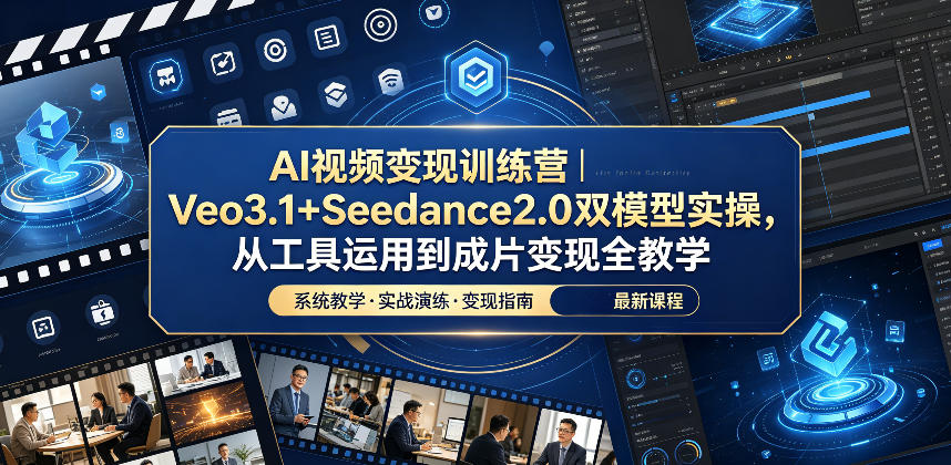AI视频变现训练营｜Veo3.1+Seedance2.0双模型实操，从工具运用到成片变现全教学-聊项目