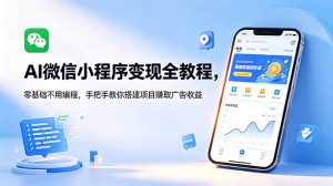 AI微信小程序变现全教程，零基础不用编程，手把手教你搭建项目赚取广告收益-聊项目