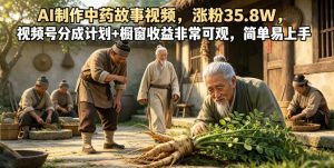 AI制作中药故事视频，涨粉35.8W，视频号分成计划+橱窗收益非常可观，简单易上手-聊项目