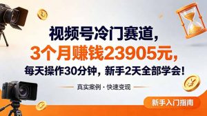 视频号冷门赛道，3个月变现23905元，新手2天学会 每天操作30分钟！-聊项目